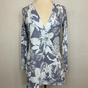 SOL ANGELES Long Sleeve Deep V-Neck Tunic Length Texture Top Size XS